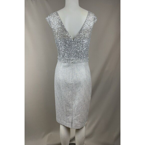 Kay Unger Sequin Sheath Dress Suit Women's 14 White Silver Formal Career Retro - Picture 4 of 16